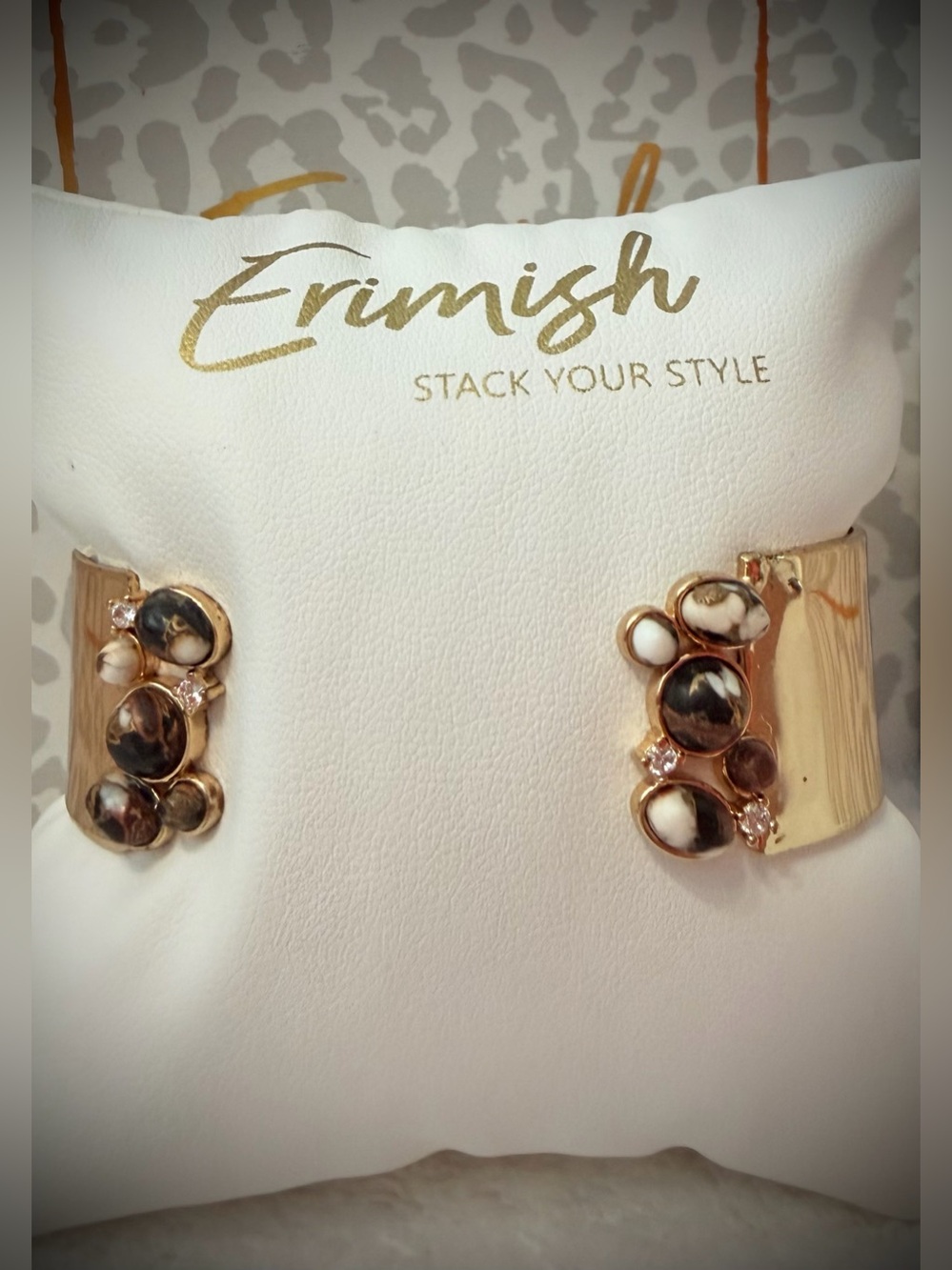 New ERIMISH Bracelet - Brown Stone & Gold Bangle